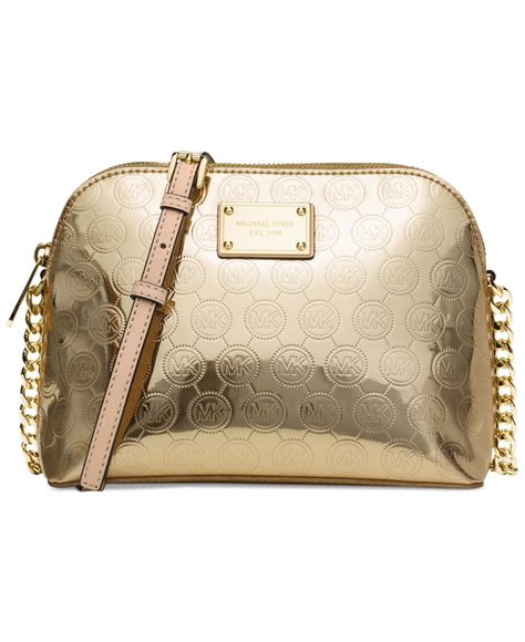 michael kors cindy leather large dome crossbody pale gold|MICHAEL Michael Kors Cindy Large Dome Crossbody Pale Gold .